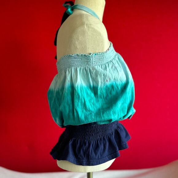 Tie Dye Blue Fade Hippie Crop Top Size Small - Picture 3 of 5